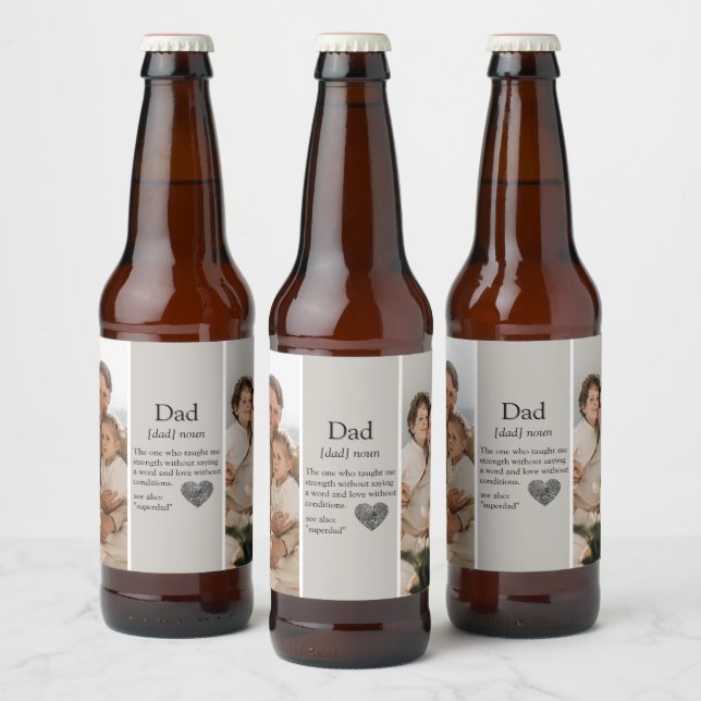 Modern Collage Gift | Dad Photos Beer Label  (Bottles)