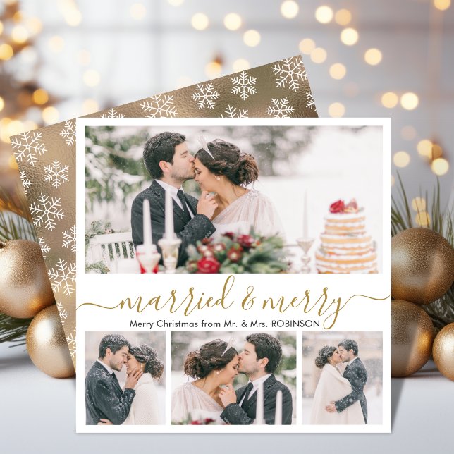 Modern Collage Married and Merry Christmas Card (Creator Uploaded)