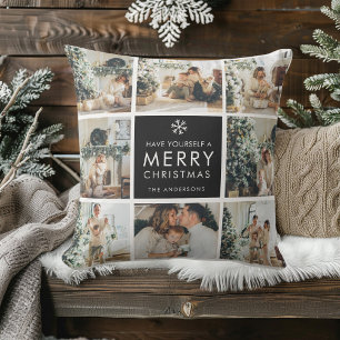 Modern Collage “Merry Christmas” Multi Photo Cushion