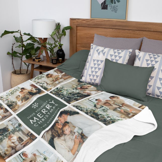 Modern Collage “Merry Christmas” Multi Photo  Sherpa Blanket (Creator Uploaded)