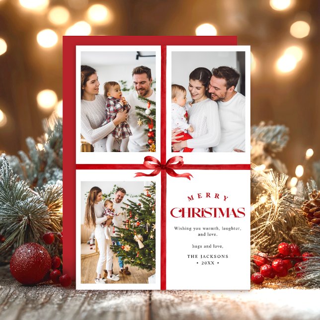 Modern Collage Merry Christmas Simple Holiday Card (Creator Uploaded)
