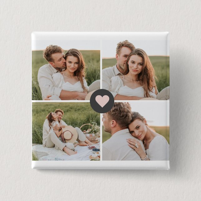 Modern Collage Personalised Family Photo Gift 15 Cm Square Badge (Front)