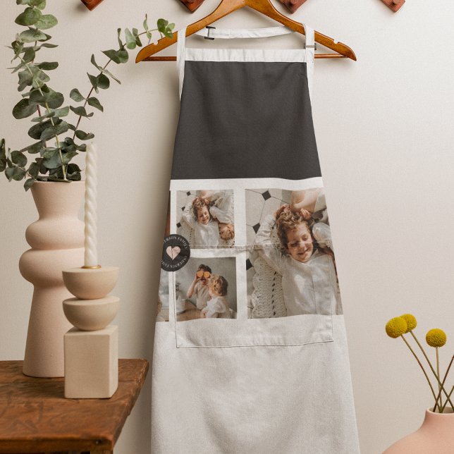Modern Collage Personalised Family Photo Gift Apron (Creator Uploaded)