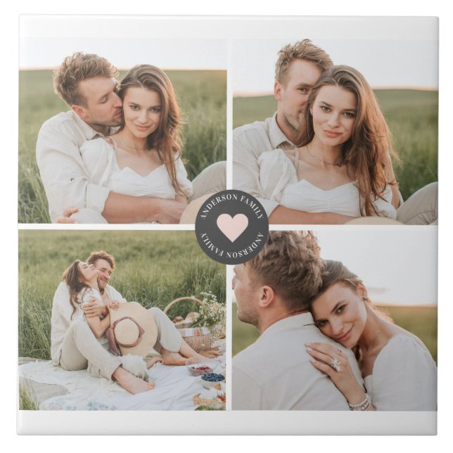 Modern Collage Personalised Family Photo Gift Ceramic Tile (Front)