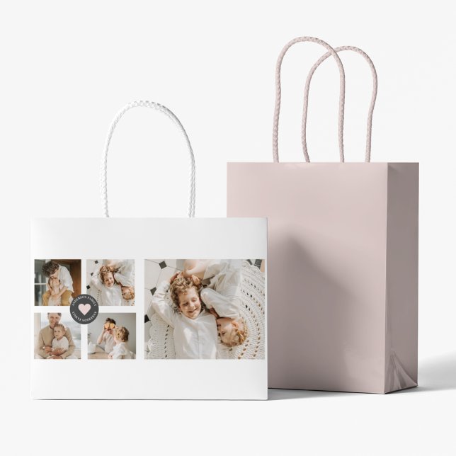 Modern Collage Personalised Family Photo Gift Large Gift Bag (Creator Uploaded)