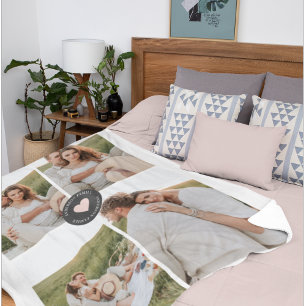 Modern Collage Personalised Family Photo Gift Sherpa Blanket