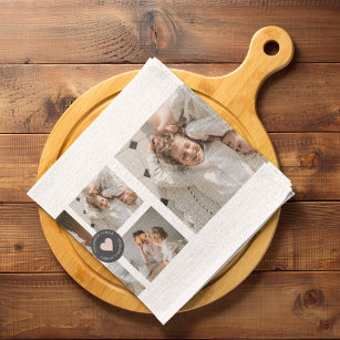 Modern Collage Personalised Family Photo Gift Tea Towel