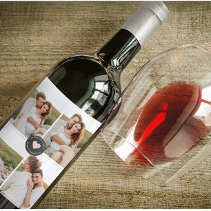 Modern Collage Personalised Family Photo Gift Wine Label