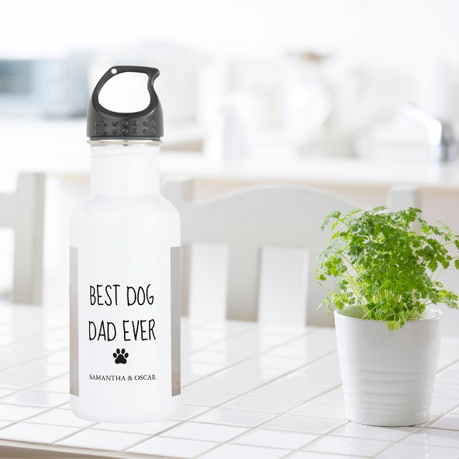 Modern Collage Photo Best Dad Dog Ever 532 Ml Water Bottle (Creator Uploaded)