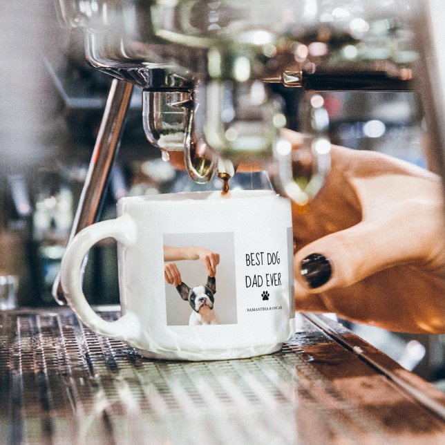 Modern Collage Photo Best Dad Dog Ever Espresso Cup (Creator Uploaded)