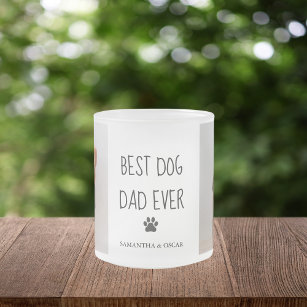 Modern Collage Photo Best Dad Dog Ever Frosted Glass Coffee Mug
