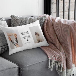 Modern Collage Photo Best Dad Dog Ever Lumbar Cushion