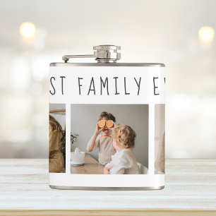 Modern Collage Photo & Best Family Ever Best Gift Hip Flask