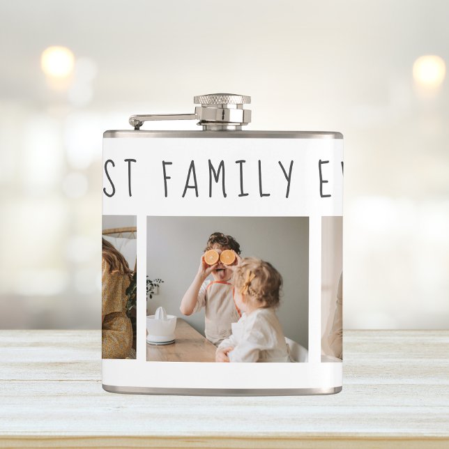 Modern Collage Photo & Best Family Ever Best Gift Hip Flask (Creator Uploaded)
