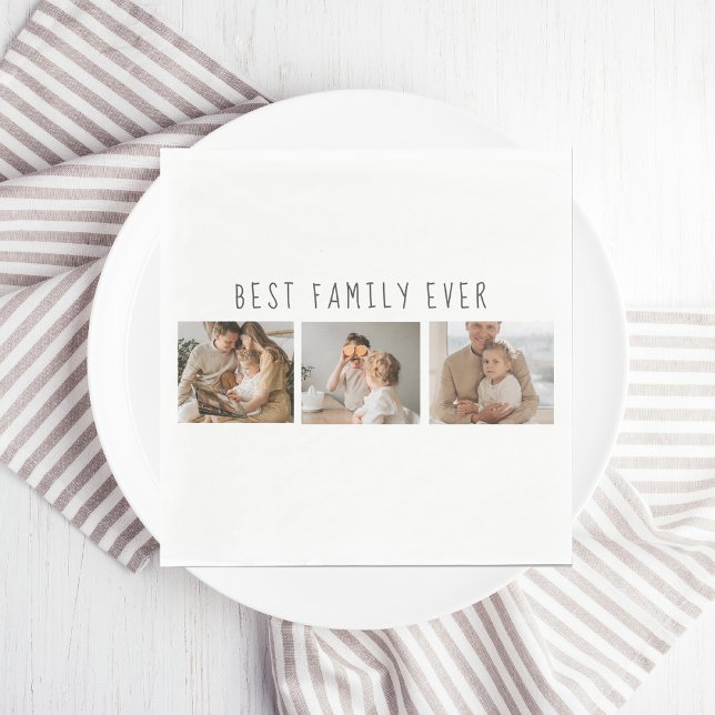 Modern Collage Photo & Best Family Ever Best Gift Napkin (Creator Uploaded)
