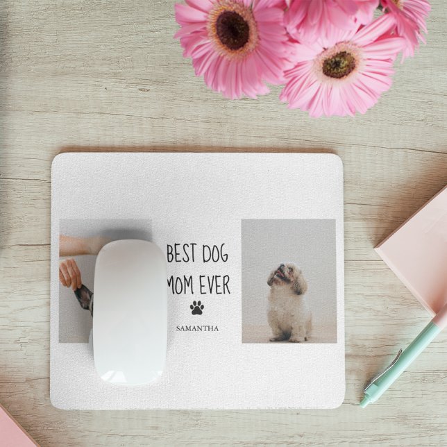 Modern Collage Photo Best Mum Dog Ever  Mouse Pad (Creator Uploaded)