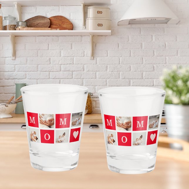 Modern Collage Photo & Best Mum Ever Gift Shot Glass (Creator Uploaded)