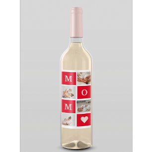 Modern Collage Photo & Best Mum Ever Gift Wine Label