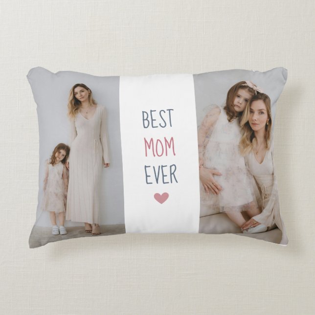 Modern Collage Photo Best Mum Ever Pillow (Front)