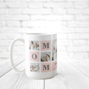 Modern Collage Photo Best Mum Ever Pink Gift Coffee Mug