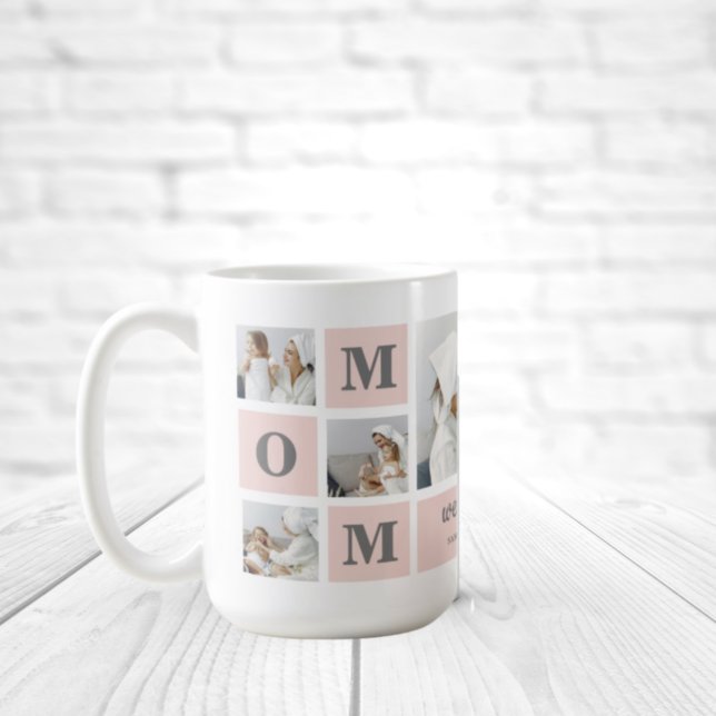 Modern Collage Photo Best Mum Ever Pink Gift Coffee Mug (Creator Uploaded)