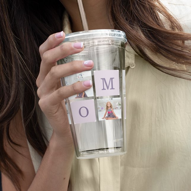 Modern Collage Photo Best Mum Ever Purple Gift Acrylic Tumbler (Creator Uploaded)