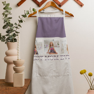 Modern Collage Photo Best Mum Ever Purple Gift Apron