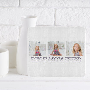 Modern Collage Photo Best Mum Ever Purple Gift Cutting Board