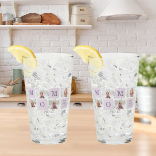 Modern Collage Photo Best Mum Ever Purple Gift Glass