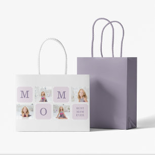 Modern Collage Photo Best Mum Ever Purple Gift Large Gift Bag