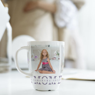 Modern Collage Photo Best Mum Ever Purple Gift  Latte Mug