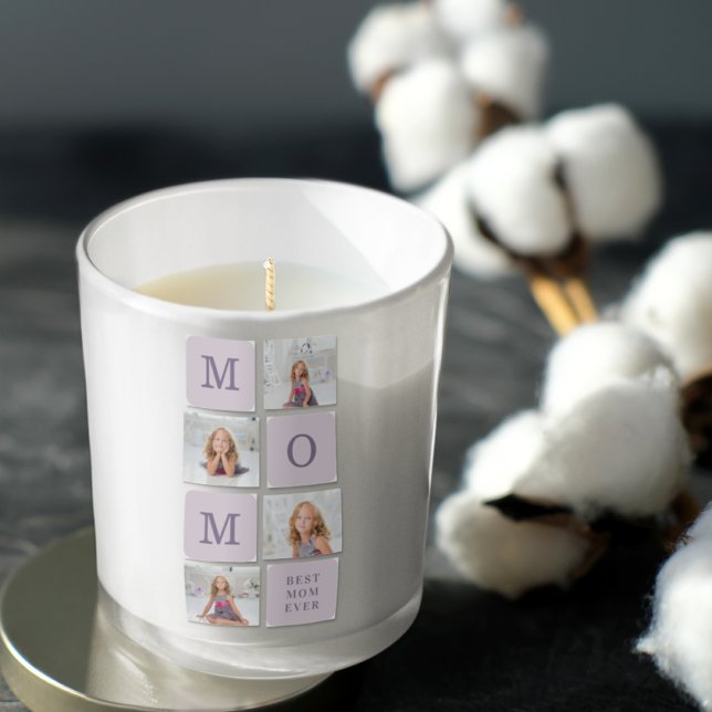 Modern Collage Photo Best Mum Ever Purple Gift Square Sticker (Creator Uploaded)