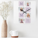 Modern Collage Photo Best Mum Ever Purple Gift Square Wall Clock<br><div class="desc">Modern Collage Photo Best Mum Ever Purple Gift. Best Personalised Gift For Mothers day,  Woman's day or Mum Birthday.  Surprise Mum With a Gift That’s As Amazing As She Is.</div>