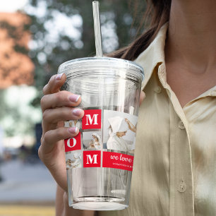 Modern Collage Photo Best Mum Ever Red Gifts Acrylic Tumbler