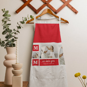 Modern Collage Photo Best Mum Ever Red Gifts Apron