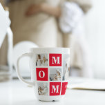Modern Collage Photo Best Mum Ever Red Gifts Latte Mug<br><div class="desc">This gift is perfect for any occasion,  including Mother's Day,  birthdays,  or just to show your appreciation for your mum's hard work and dedication. The photos used in the collage can be selected based on your mum's interests and preferences,  making this gift truly one-of-a-kind.</div>