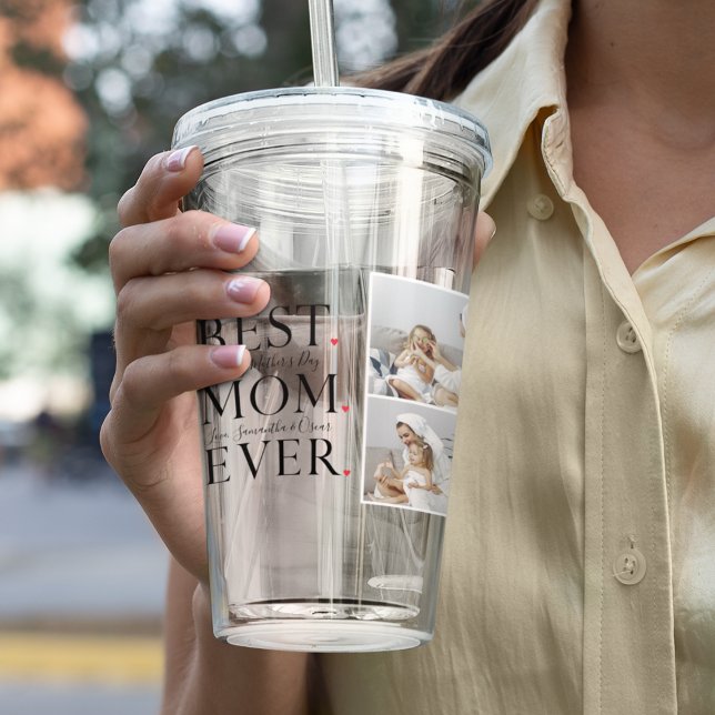 Modern Collage Photo Best Mum Happy Mothers Day Acrylic Tumbler (Creator Uploaded)