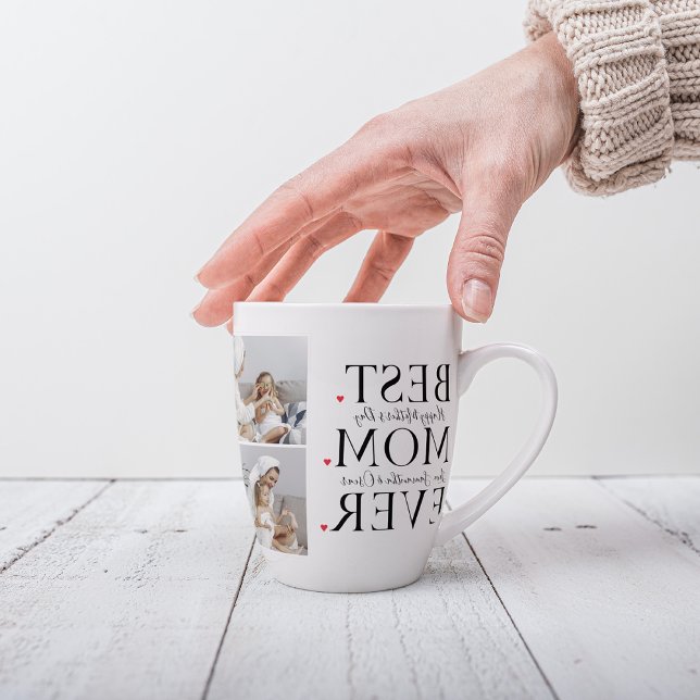 Modern Collage Photo Best Mum Happy Mothers Day Latte Mug (Creator Uploaded)