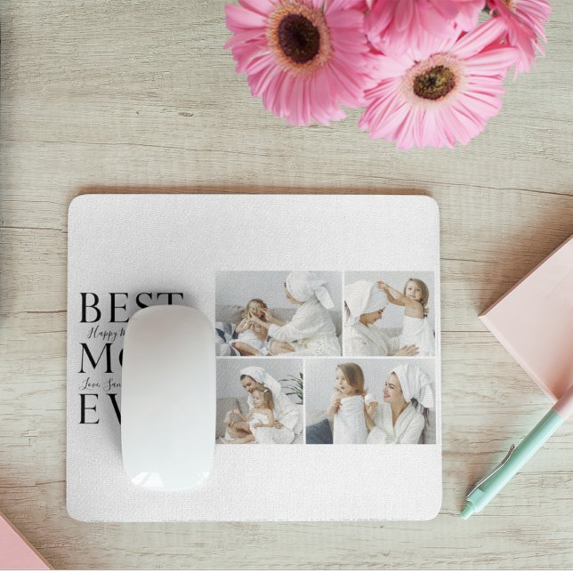 Modern Collage Photo Best Mum Happy Mothers Day Mouse Pad (Creator Uploaded)