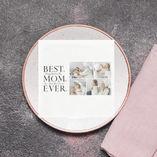 Modern Collage Photo Best Mum Happy Mothers Day Napkin
