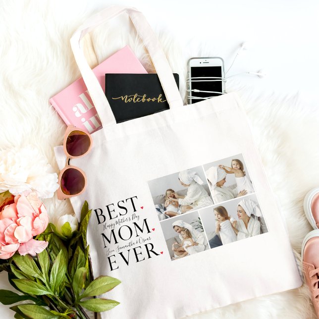 Modern Collage Photo Best Mum Happy Mothers Day Tote Bag (Creator Uploaded)