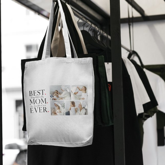 Modern Collage Photo Best Mum Happy Mothers Day Tote Bag (Creator Uploaded)