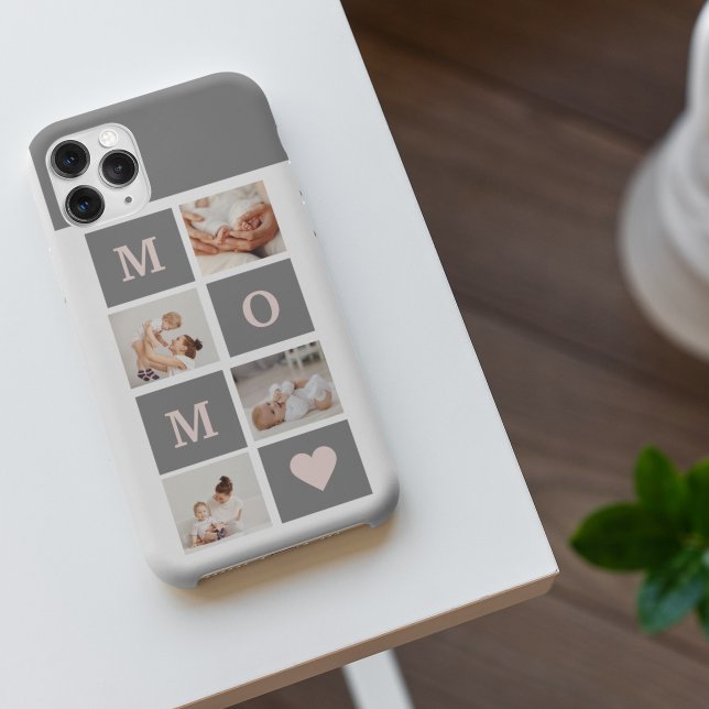 Modern Collage Photo Best Mum  Pink & Grey Gift iPhone Case