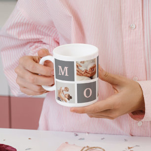 Modern Collage Photo Best Mum  Pink & Grey Gift Mug