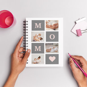 Modern Collage Photo Best Mum Pink & Grey Gift Notebook
