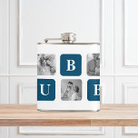 Modern Collage Photo Blue Best Hubby Ever Gift Hip Flask<br><div class="desc">The "Modern Collage Photo Blue Best Hubby Ever Gift" is a personalised photo gift that showcases a collection of pictures featuring the best moments shared between you and your beloved husband. This particular version features a blue theme, making it a stylish and contemporary addition to any decor.This gift is perfect...</div>