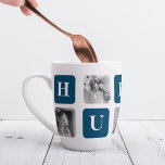 Modern Collage Photo Blue Best Hubby Ever Gift Latte Mug<br><div class="desc">The "Modern Collage Photo Blue Best Hubby Ever Gift" is a personalised photo gift that showcases a collection of pictures featuring the best moments shared between you and your beloved husband. This particular version features a blue theme, making it a stylish and contemporary addition to any decor.This gift is perfect...</div>
