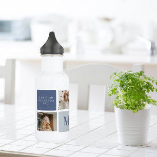 Modern Collage Photo & Blue Happy Fathers Day Gift 532 Ml Water Bottle
