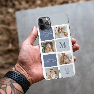 Modern Collage Photo & Blue Happy Fathers Day Gift iPhone 11Pro Max Case