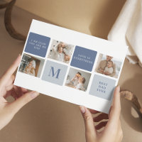 Modern Collage Photo & Blue Happy Fathers Day Gift
